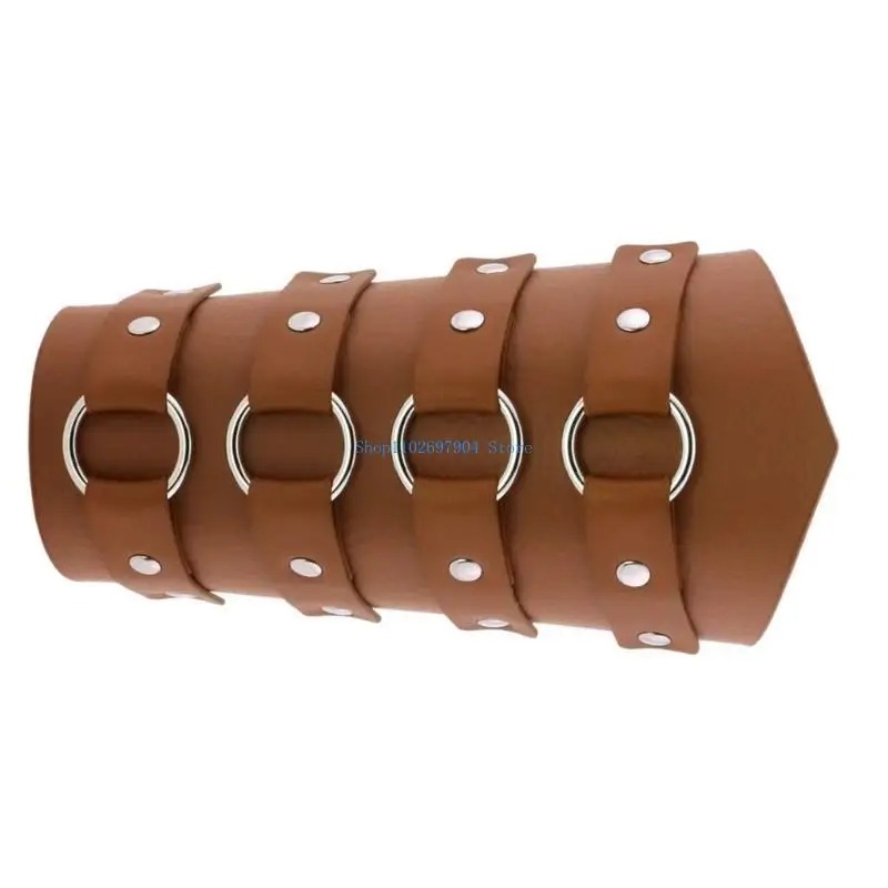 

N7YF Medieval PU Leather Arm Guard Lace up Wide Cuff Bracelet Cosplay Accessory