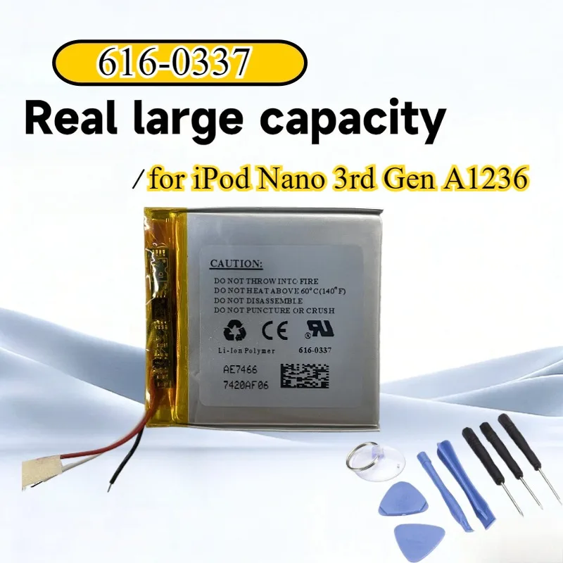

Новый аккумулятор 616-0337 для iPod Nano 3-го поколения A1236 — 3,7 В, 650 мАч, литий-полимерный, долговечный сменный аккумулятор MP3