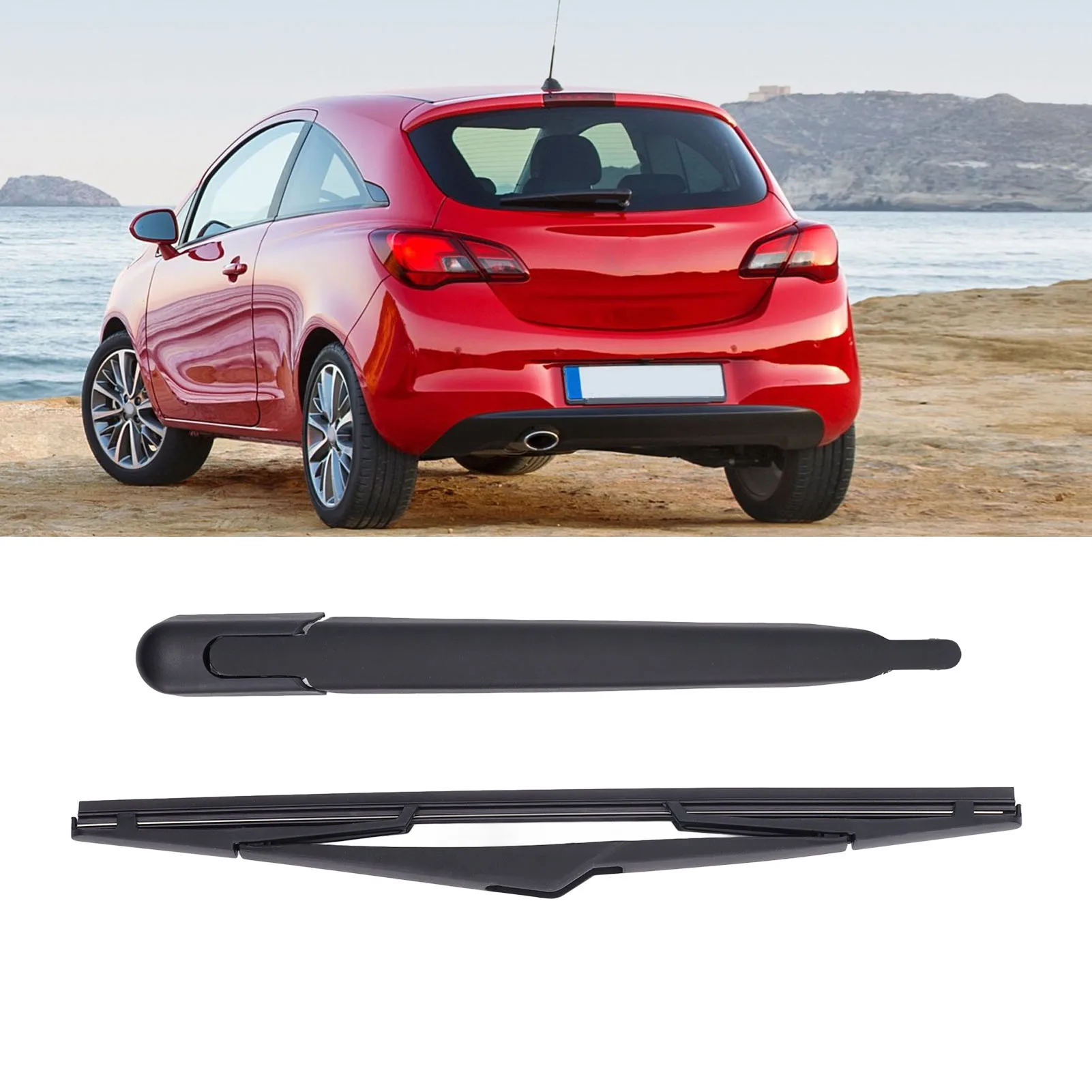 Rear Windshield Wiper Arm and Wiper Blade 1273395 Windscreen Wiper Arm Blade Replacement for Opel Astra H Corsa E‑