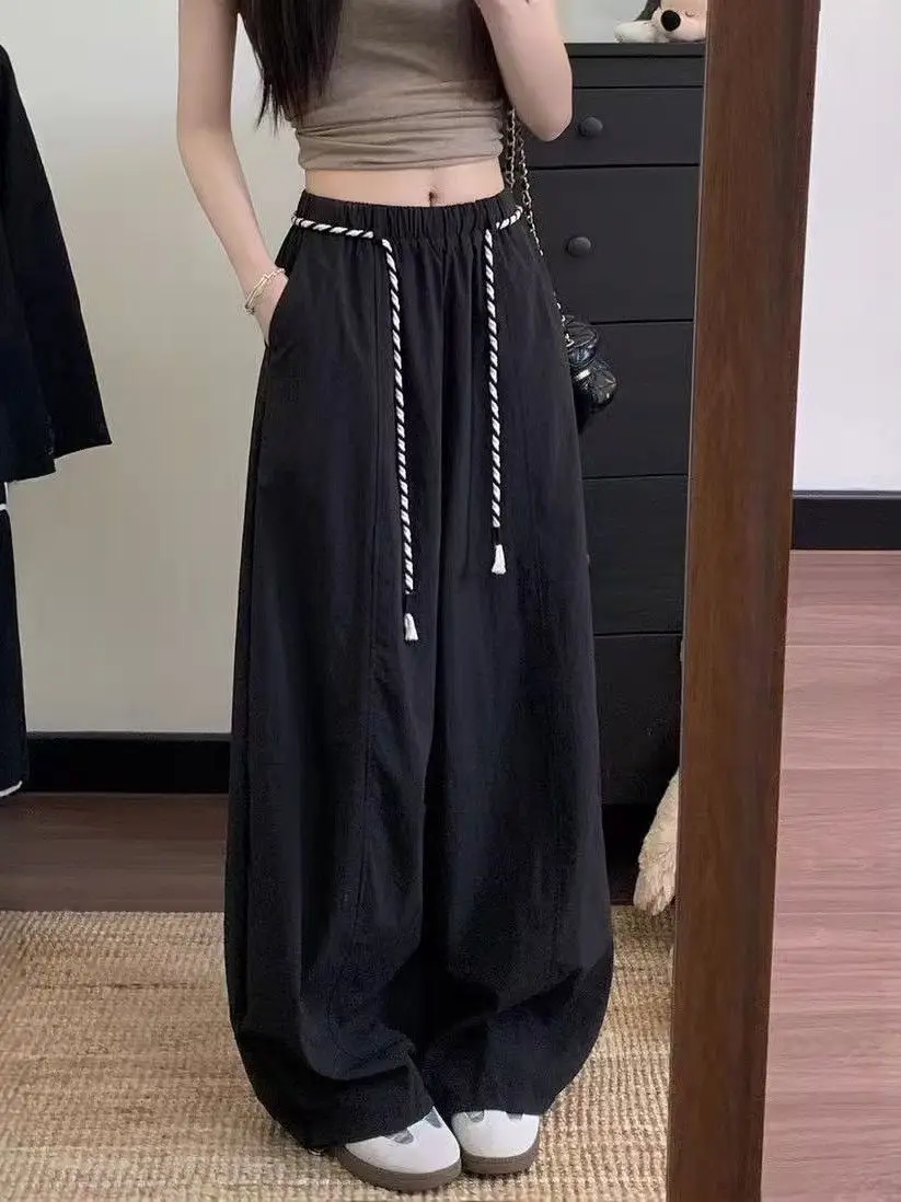 

High Waist Wide Leg Pants Loose Feel Thin Summer Casual Floor Length Trousers for plus Size Women Comfortable Loose Fit