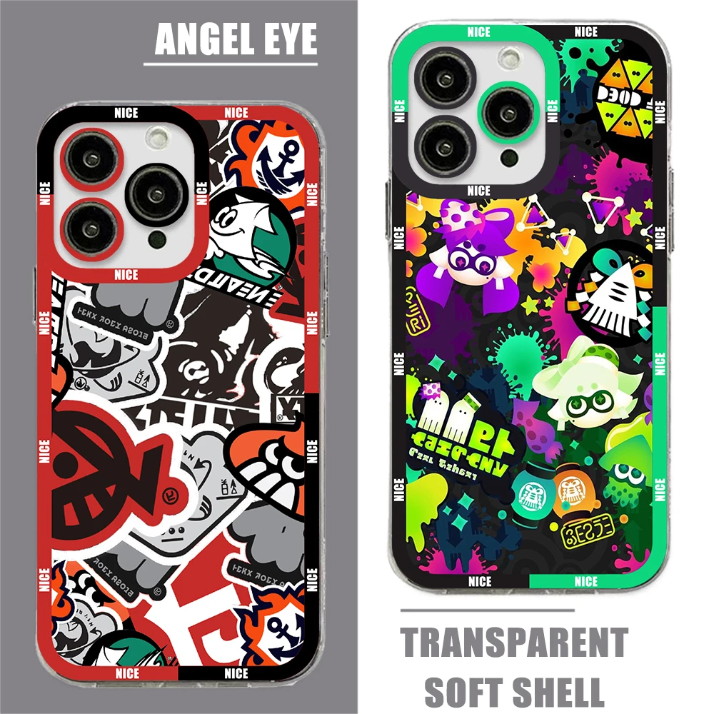 Game Splatoon Art Phone Case For iPhone 15 14 13 12 Mini 11 Pro Max X XR XS 6 7 8 SE 2020 Plus Soft Silicone Transparent Cover