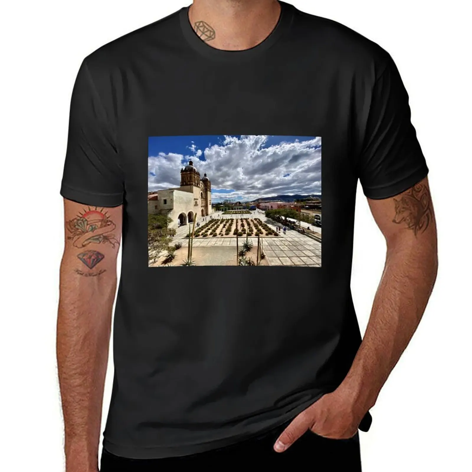 Esplanade of the Santo Domingo Temple in Oaxaca T-Shirt new edition plain Men's t-shirt