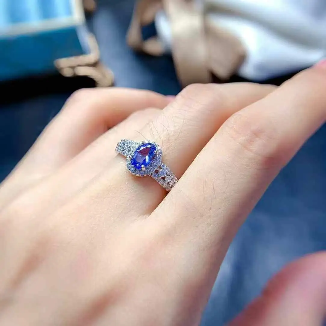 

The Best Gift For Your Mother 100% Natural and Real Tanzanite ring Free shipping 925 sterling silver Fine jewelry ring