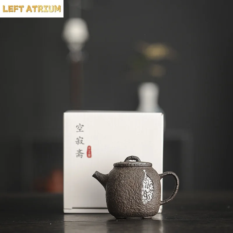 

Black Gilded Silver Japanese Style Teapot Kettle Coarse pottery Tea Making Device Tea Infuser Tea Kettle Chinese Small Pot