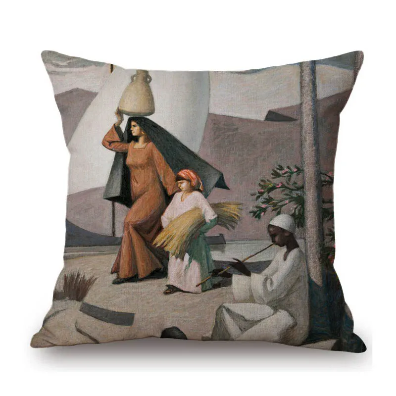 Abstract Impression Muslim Arab Daily Life Scenery Oil Painting Cubism Decorative Art Sofa Pillow Case Elegant Cushion Cover