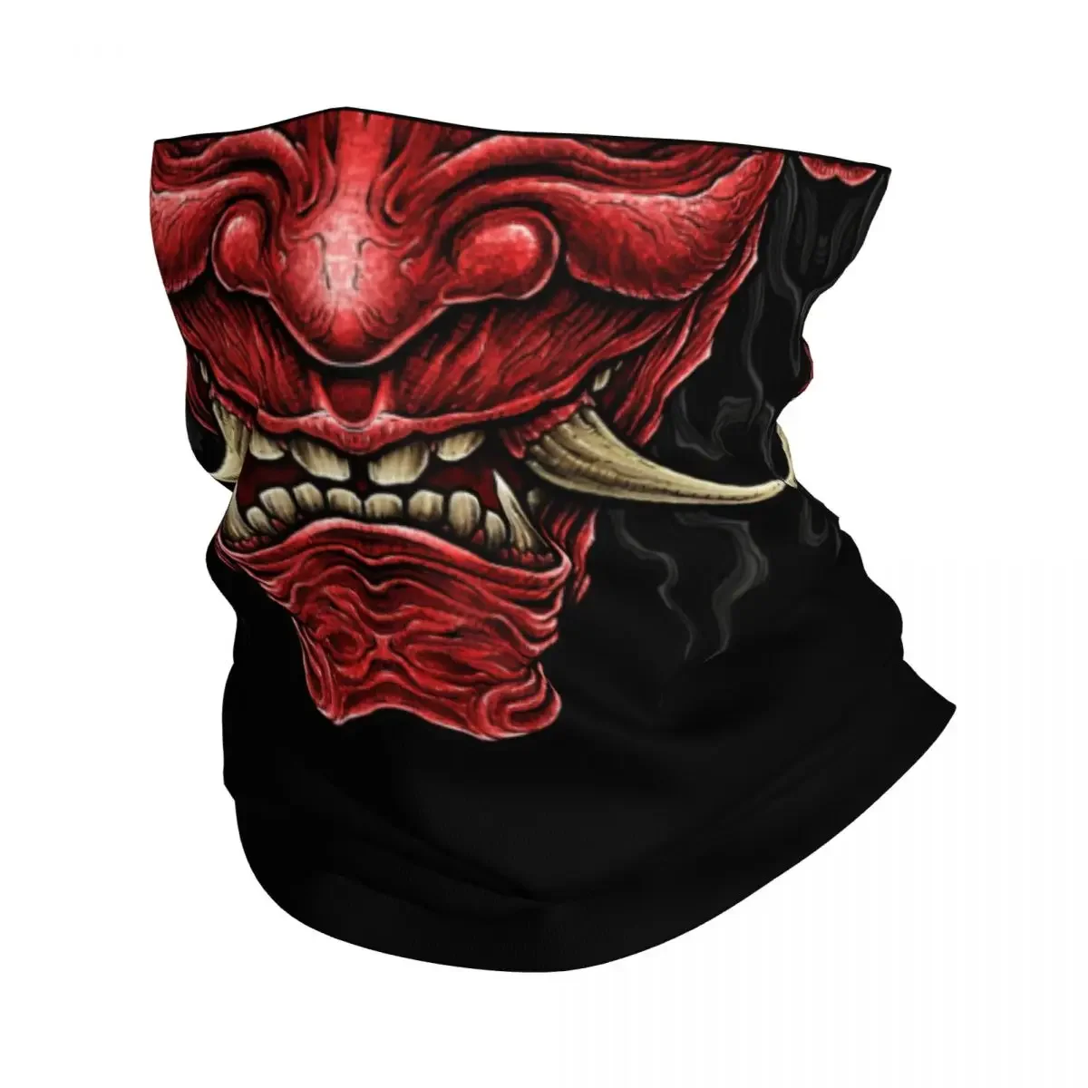 Horror Red Hannya Neck Gaiter Women Men Windproof Winter Japanese Samurai Demon Oni Monster Bandana Scarf for Hiking