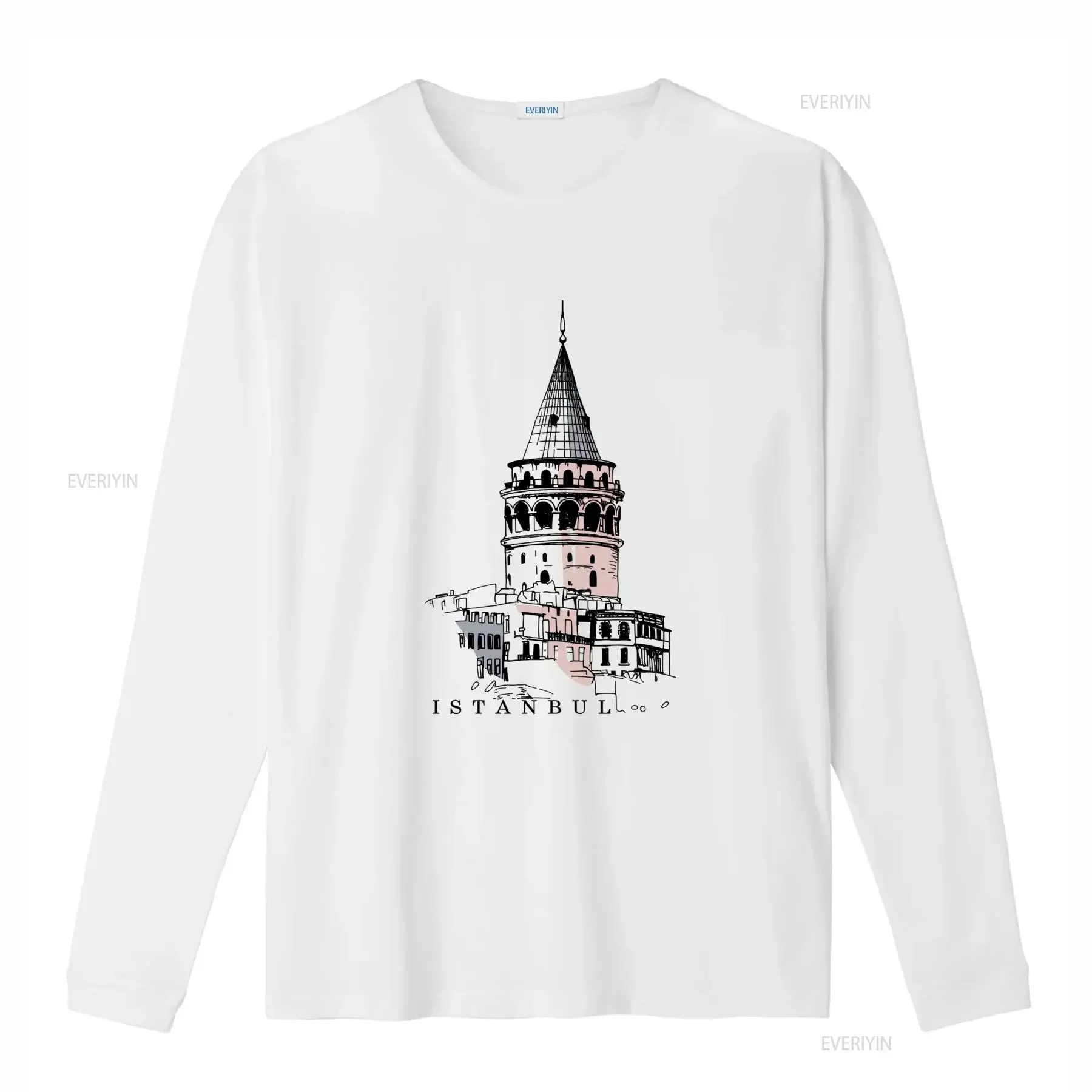 Minimalist Line Art Istanbul Galata Tower Print Casual Streetwear T Shirt vintage Washed streetwear Stretched