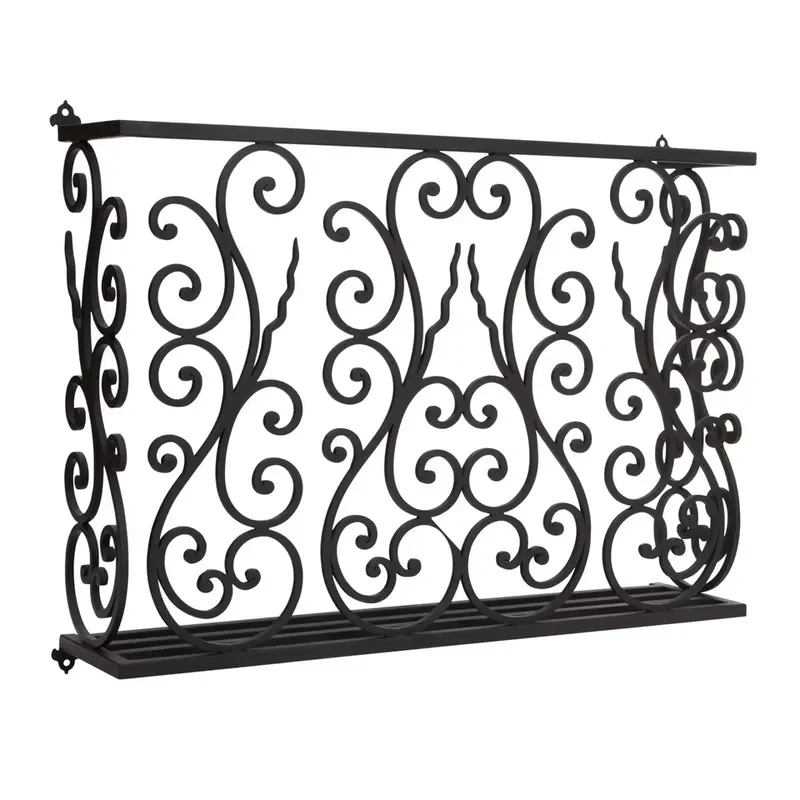 Modern Wrought Iron Awning with Hand Forged Scrollwork Weatherproof Canopy for Entryway Protection for Villa & Park