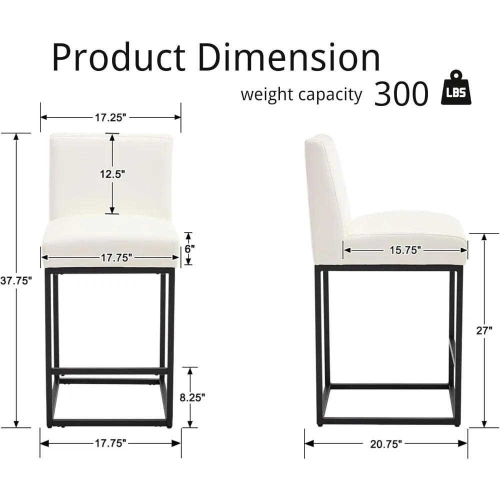 مقاعد بار بارتفاع عداد 27 بوصة من الجلد الصناعي مع ظهر مبطن، كراسي حديثة منجدة مع بلاك مي #3