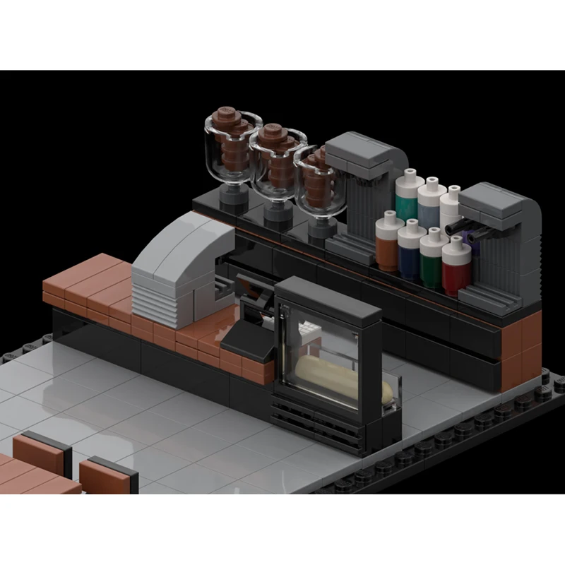 Prachtig nieuw product MOC bouwsteen straatbeeld model straathoek caf é technologie modulaire kinderspeelgoed DIY assemblageset