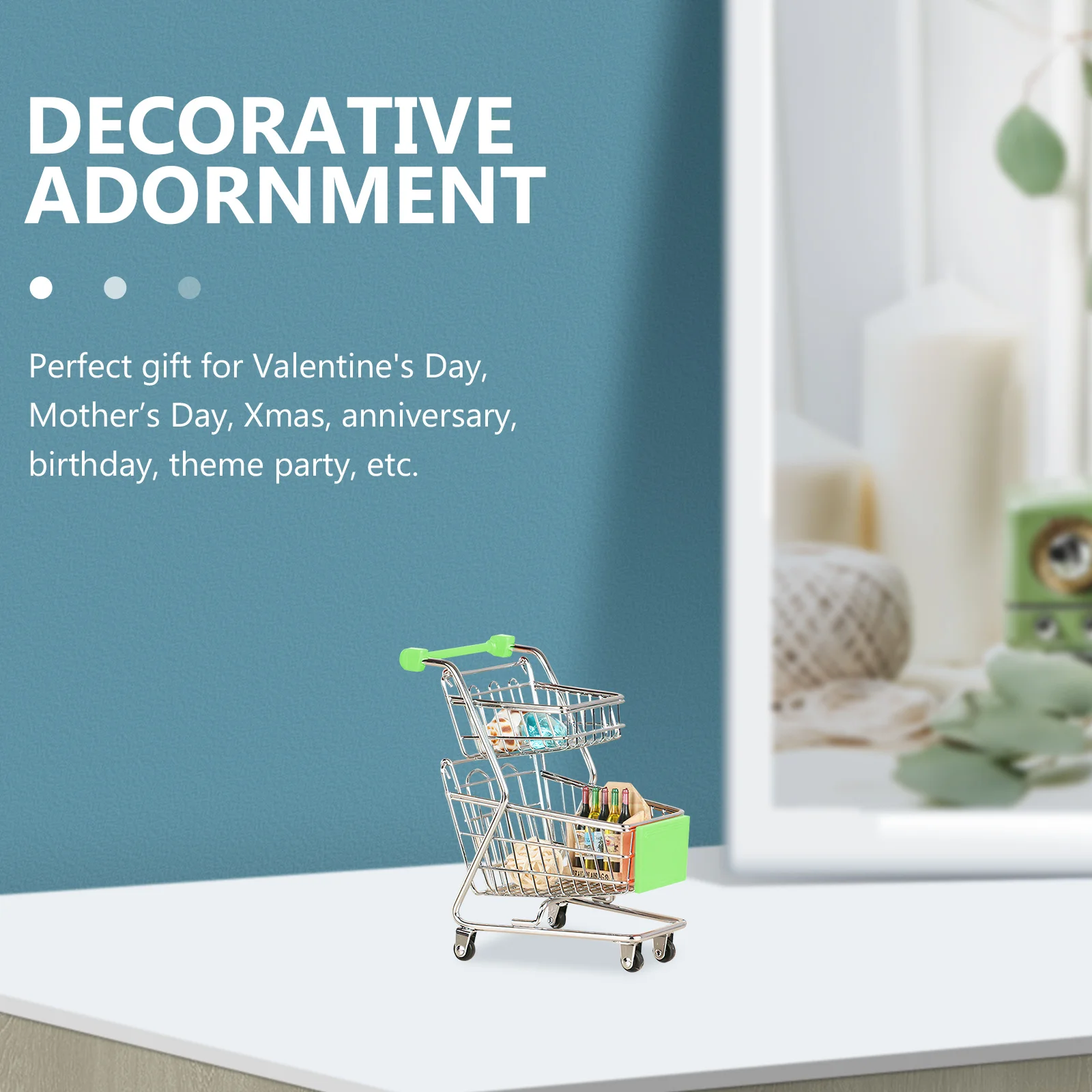 Miniatuur winkelwagentje Kleine supermarktwagen met dubbele laag Legering ABS Duurzaam Praktisch voor het geven van geschenken Kleine winkelwagentje