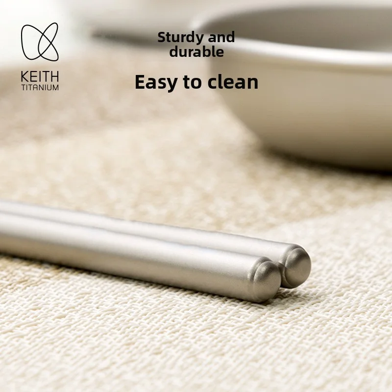 KEITH Hollow Pure Titanium Chopsticks 235mm 14.5g Ultra Lightweight Portable With Storage Pouch Home Camping Picnic Travel view 2