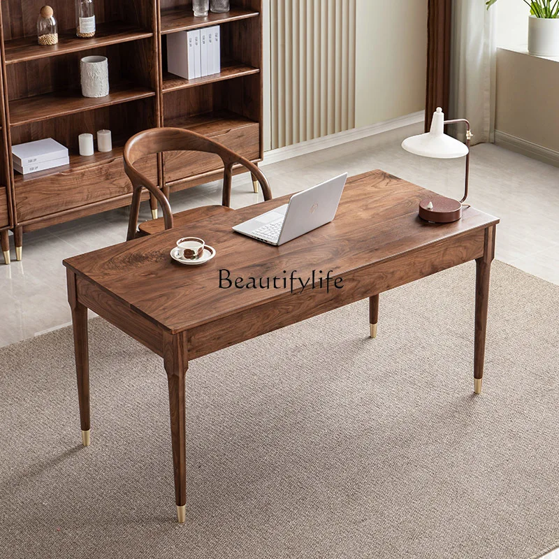 

North American black walnut solid wood desk simple modern three-draw desk Nordic