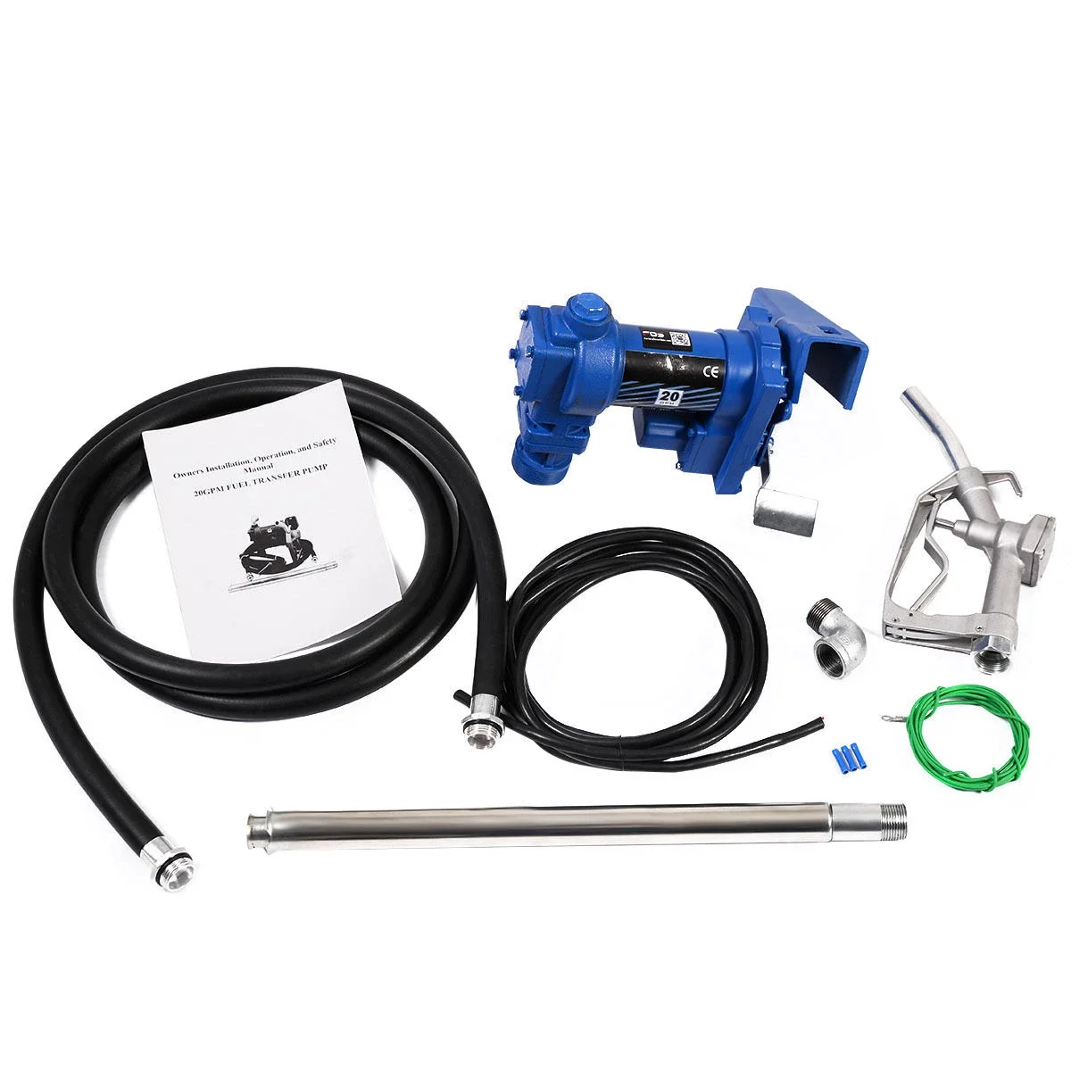 40LPM DC12V/24V Ex-Proof Drum Barrel Electric Gasoline Petrol Transfer Pump Kit with Manual Nozzle