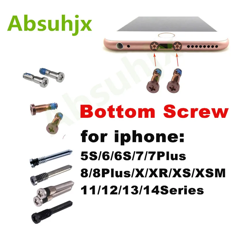 Absuhjx Bottom Screw for iPhone 6S Plus 8 X XS 11 12 13 14 15 Dock Connector Torx 5 Point Star Pentacle Screws Accessories