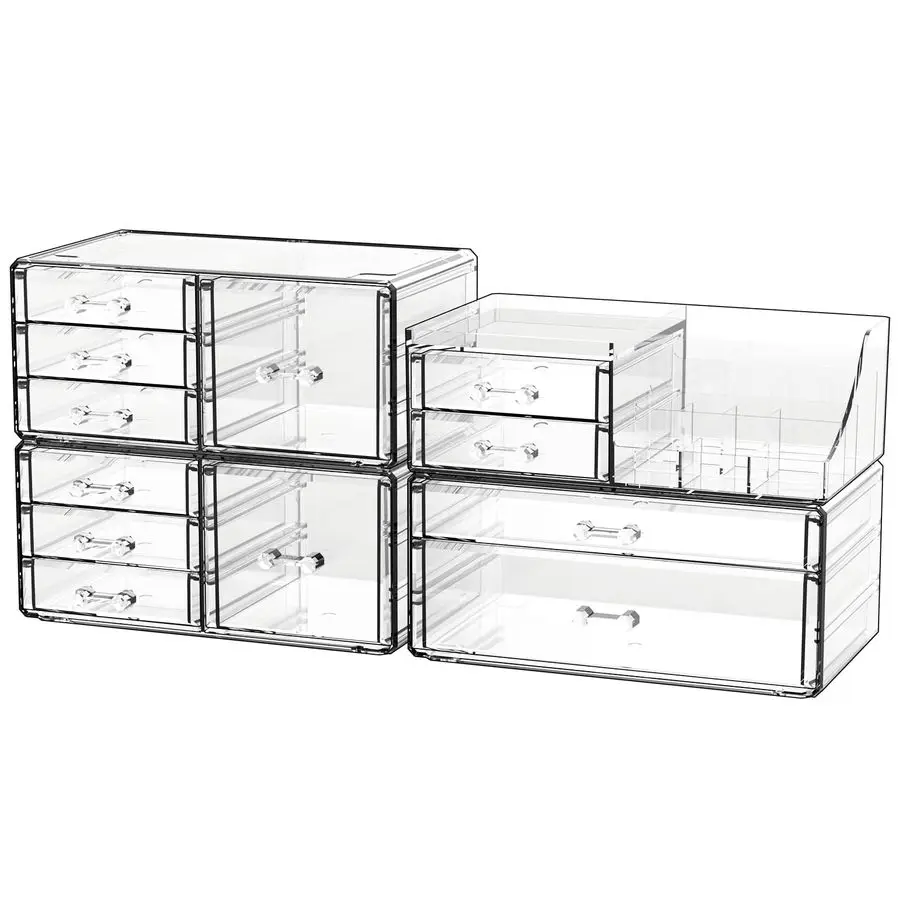 

Clear Make up Organizers And Storage for Vanity,Bathroom Skincare Organizer With 12 Drawer for Dresser,Plastic Desk Accessories