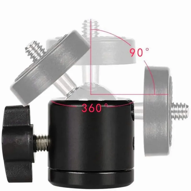 Universal mini Ball Head Adapter Angle Adjustment 1/4 & 3/8 Screw For DSLR Camera Mic Stand LED Light Tripod