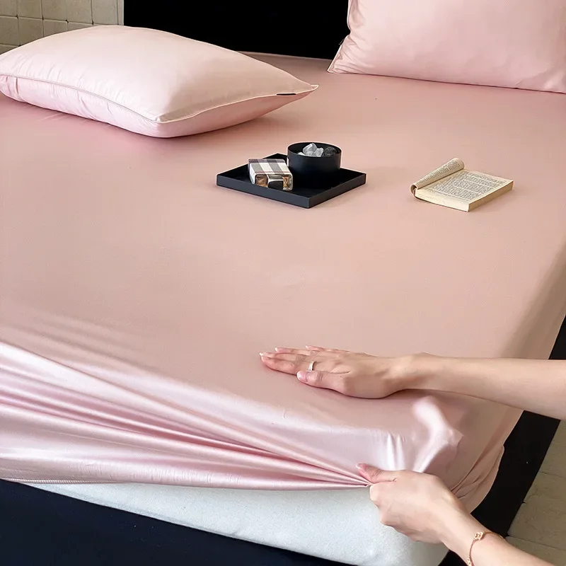 Light luxury solid color Lenzing Tencel mattress single piece silky smooth naked sleeping bedspread ice silk mattress