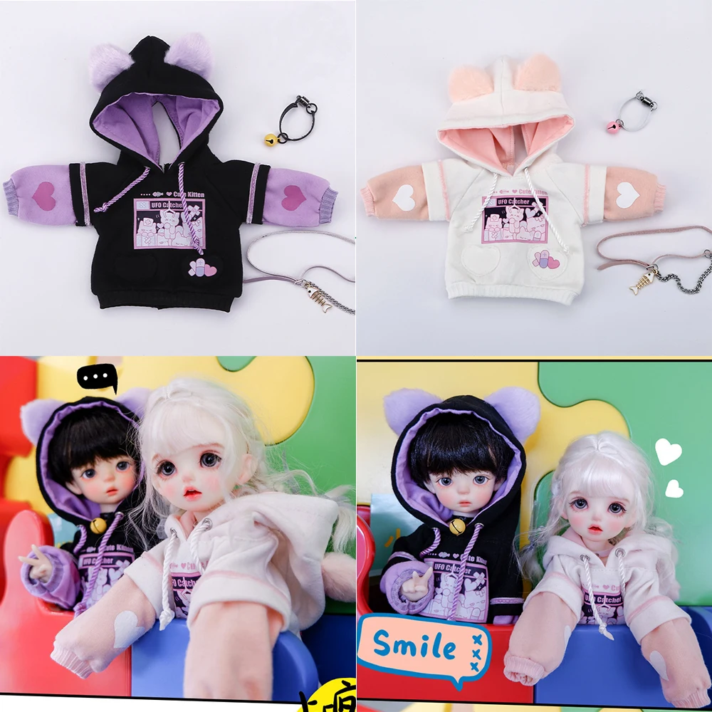 

1/6, 1/4 BJD Doll Clothes Cute Cat Sweater Hoodie Jacket With Cat Ear Doll Accessories For 1/6, Yosd, 30cm Doll Clothes BJD SD