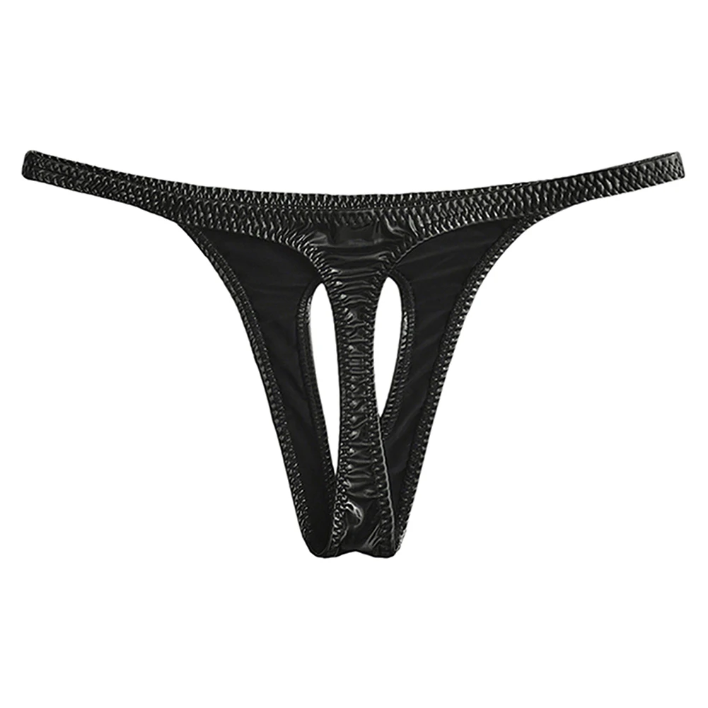 

Мужские стринги из искусственной кожи с вырезом спереди, эротическое белье для гей-клубов, мягкие трусы-боксеры