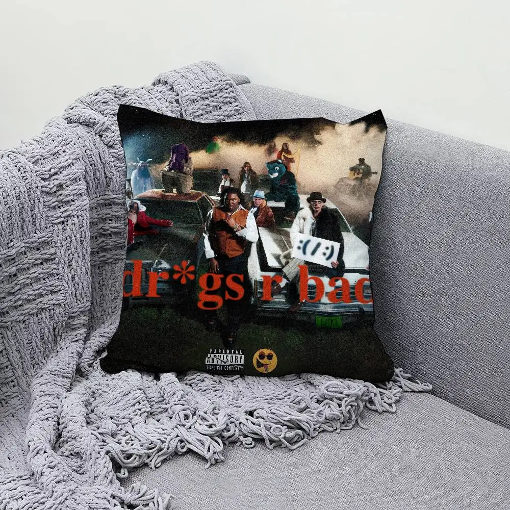 

Rapper L-LUCKI Drgs R Bad 30x30cm 45x45cm Pillow Case Decor Protective Covers Comfortable Soft For Sofa Living Room Home Office