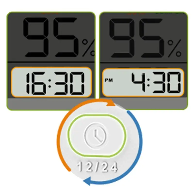 مقياس حرارة رقمي صغير بشاشة LCD مع مقياس درجة حرارة الرطوبة المغناطيسية الإلكترونية بإضاءة خلفية للمنزل والمكتب #6