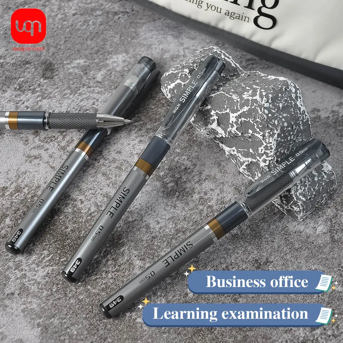 WQN-3/6/12PCS High Appearance Level Black Gel Pen 0.5mm Tip Black Ink Business Signature Pen For Writing And Student Stationery