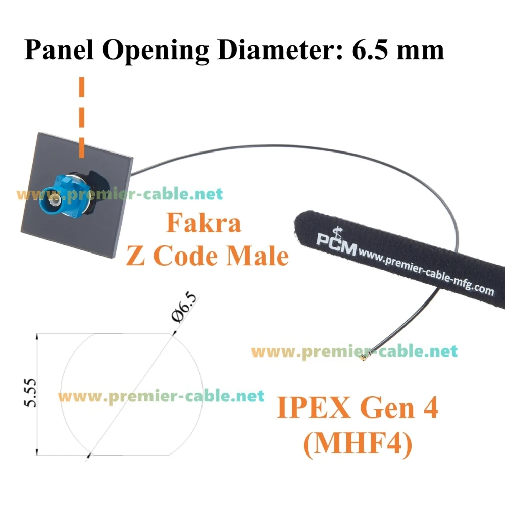 Fakra Z-Code Stecker auf IPEX Gen4 MHF4 RG113 HF-Koaxialkabel, Panelmontage, 50 Ohm, verlustarmes Antennenkabel für Automobilanwendungen wie GPS, ADAS – Detail 2