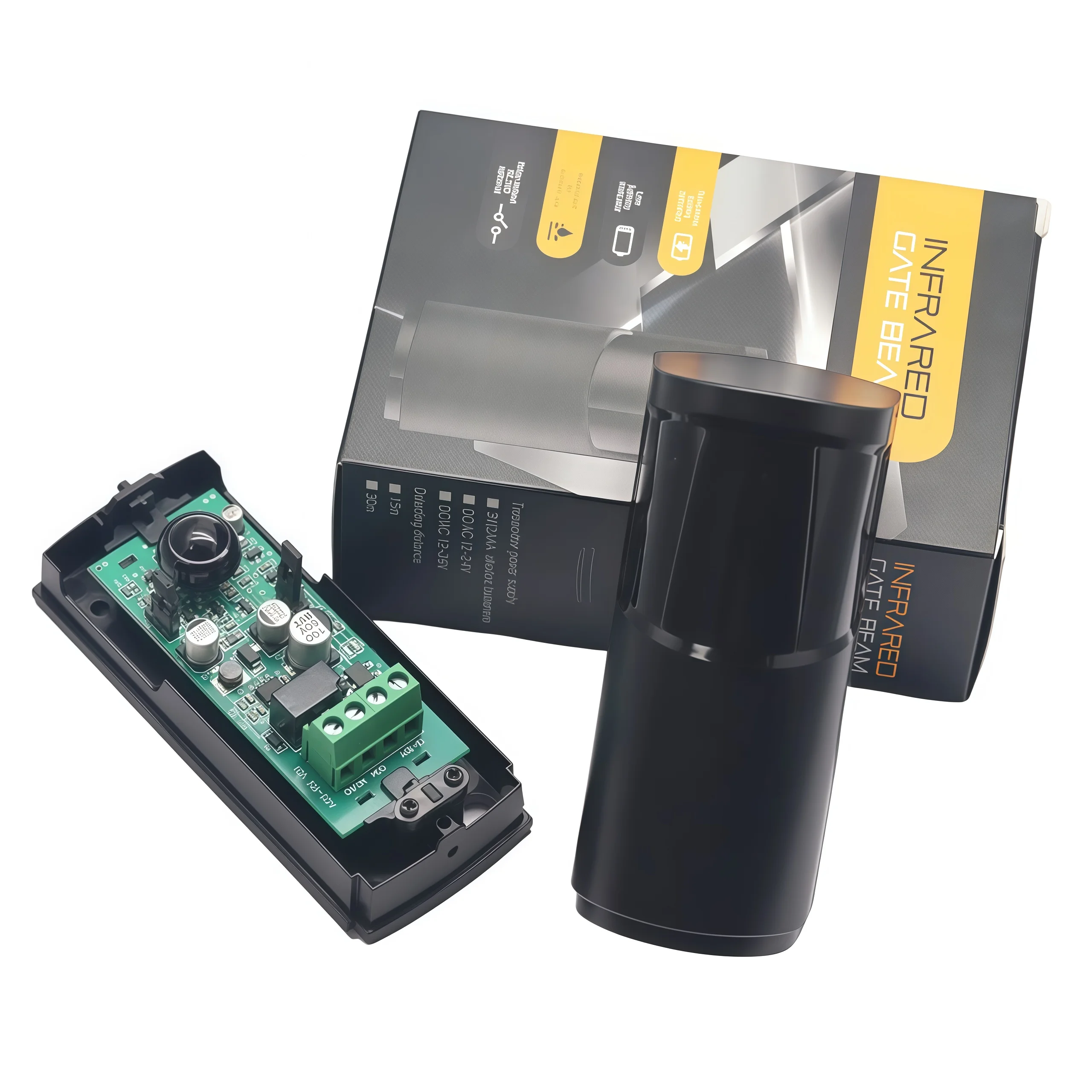 Sensor Safety Beam Photocell Detector AC/DC12-36V for Garage Gate Door 180 Rotation Detection Infrared Photo Sensor Photocell