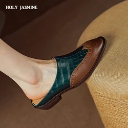 Letnie buty damskie pokryte Toe kobiety kapcie Chunky Heel muły oryginalne skórzane buty dla kobiet Slingback sandały ręcznie robione buty