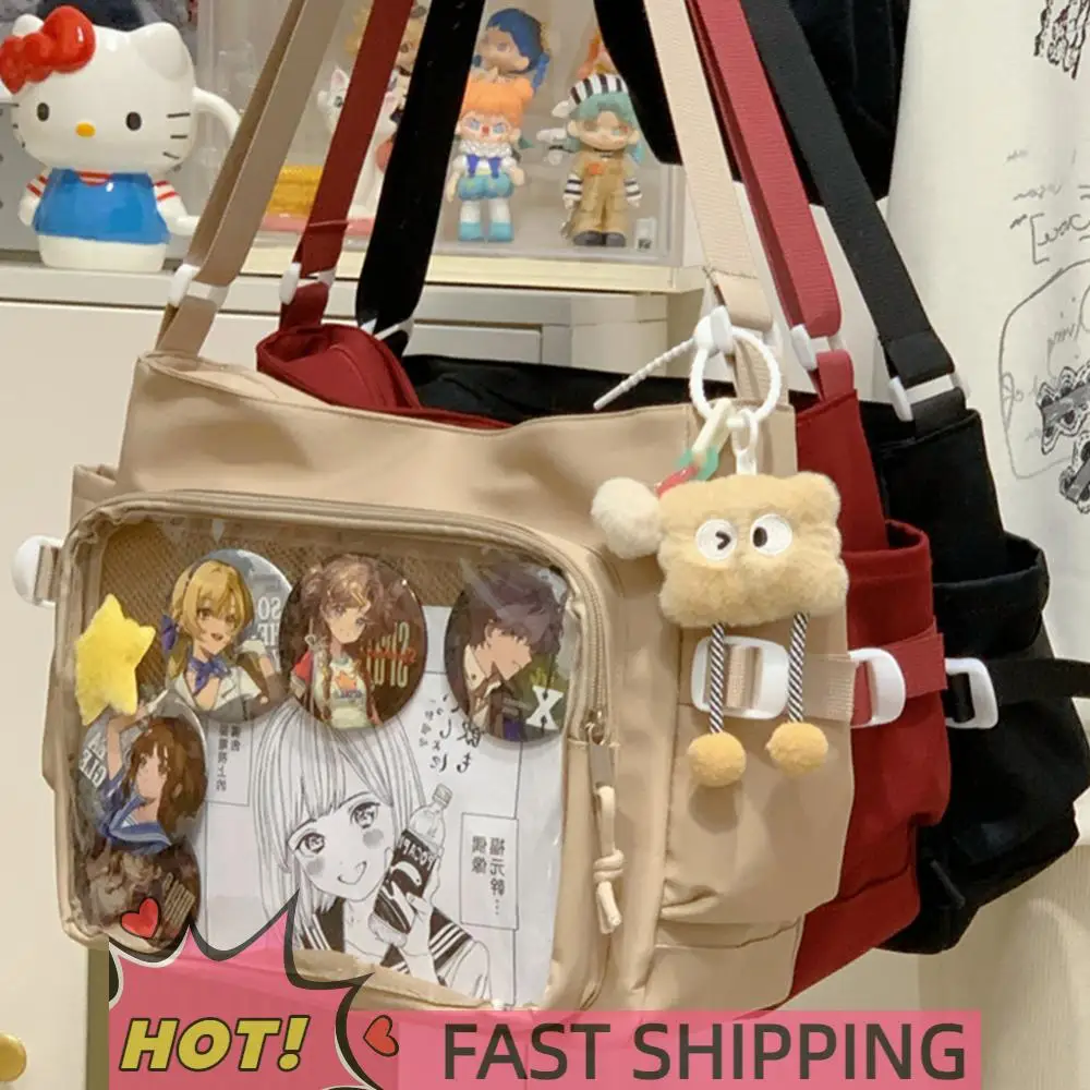 

Women Ita Bag Japanese Style Shoulder Purse Multi-pockets Cartoon Book Bag Adjustable Strap Fashion Shoulder Bag Chic Hobo Bag