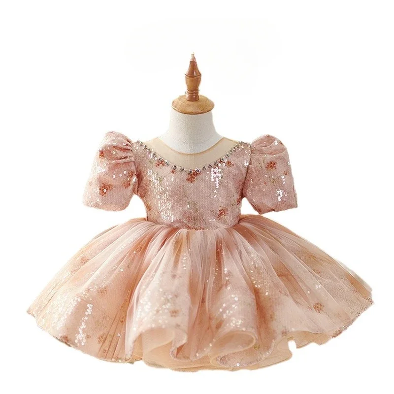 Children\'s Clothing Summer Princess Dress Girl\'s Birthday Party Performance Dress Children\'s Mesh Fluffy Dress 2-6T Prom Dresses