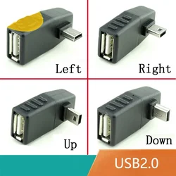 Мини USB 5Pin штекер-USB гнездо 90 градусов угловой преобразователь разъем Синхронизация данных OTG адаптер для автомобиля MP3 MP4 планшеты телефоны U-диск