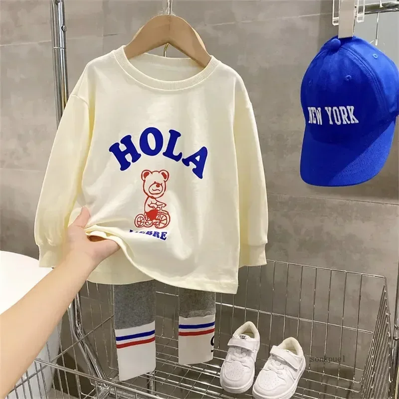 Autumn Children's Fashionable Sports Set Baby Girl Sweater + Leggings Two-piece Sets Girl Toddler Cartoon Alphabet Clothing image 6