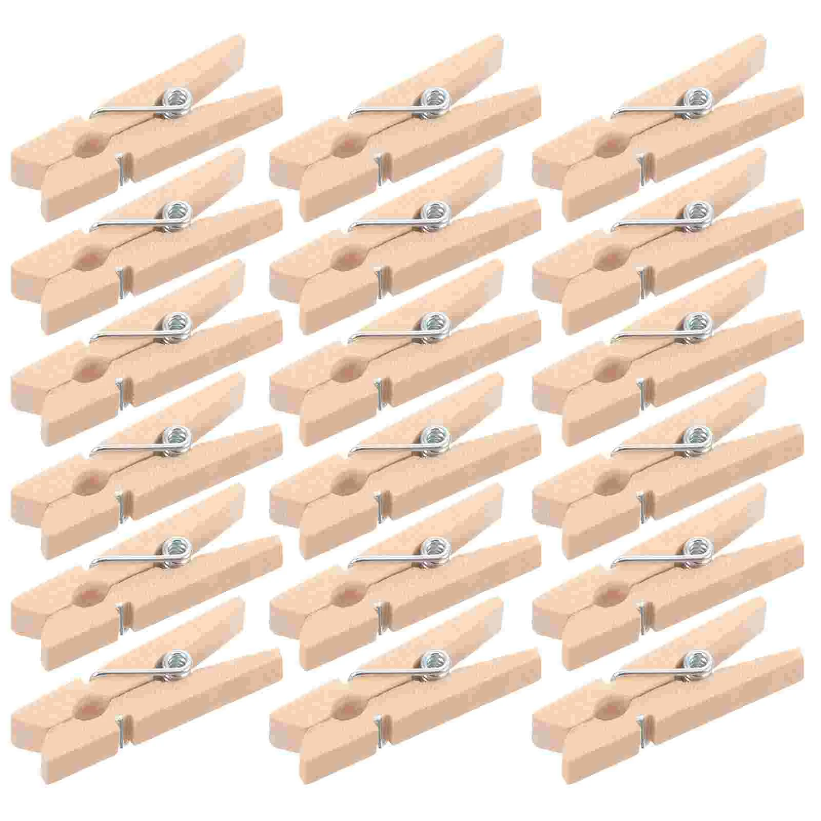 100 Pcs Picture Hangers Spring Loaded Pin Wooden Clothespin Heart-shaped Photo Paper Peg Pins