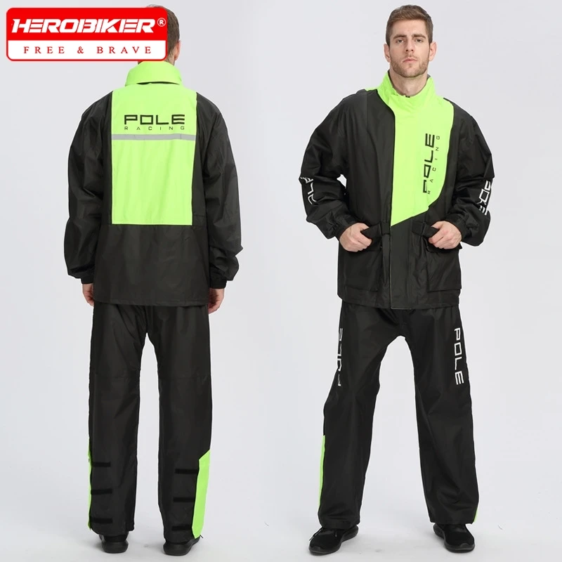 

Waterproof Motorcycle Raincoat Men Raincoat For Motorcyclist Reflective Biker Rain Suit Set Motorcycle Jacket Pants Rain Cover