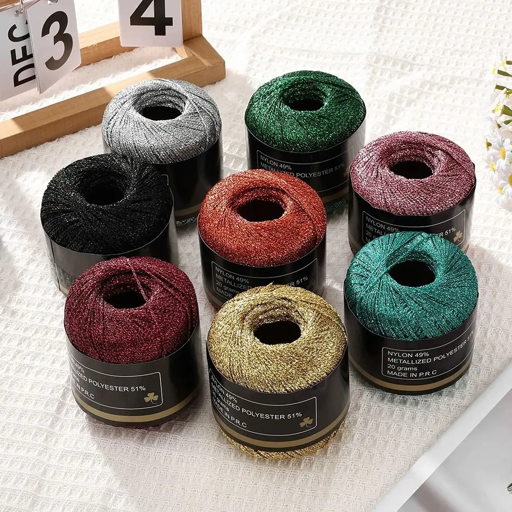 Metallic Color Gold Silver Thread 1mm 120M Handmade Material Crochet Knitting Yarn DIY Craft Supply Multicolor Dyeing Yarn