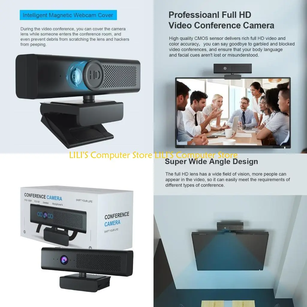 

A52B 1080P Камера 3-в-1 с микрофоном и динамиком с крышкой для конфиденциальности, кнопка отключения звука, шумоподавление