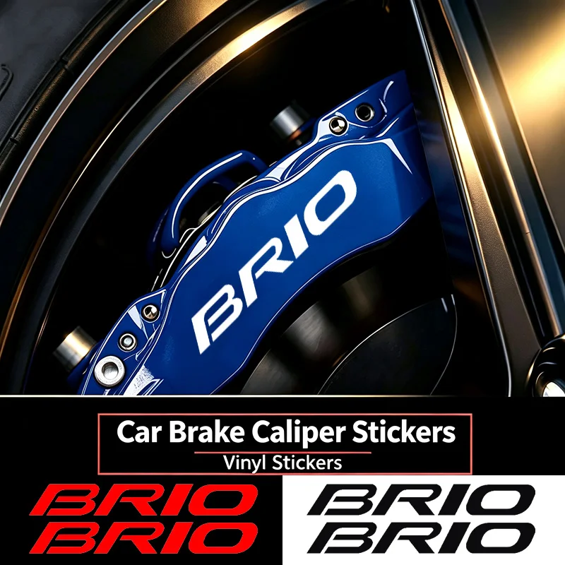 6pcs For Honda BRIO Badge Waterproof Car Brake Caliper Sticker Heat Resistant Wheel Vinyl Decals Modification Accessories