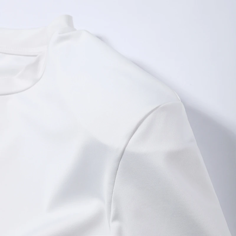 Lässiges, schickes, weißes, plissiertes Design-Top für Damen, trendiges, kurzärmliges, unregelmäßiges T-Shirt mit Rundhalsausschnitt, für den täglichen Pendelverkehr, Street-Outfit, neu – Detail 10