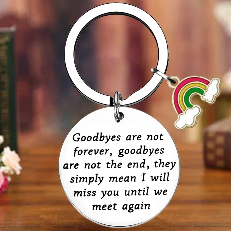 Metal Mom dad Memorial Gift keychain loss of loved one Remembrance Key Chain Pendant Goodbyes Are Not The End Gifts