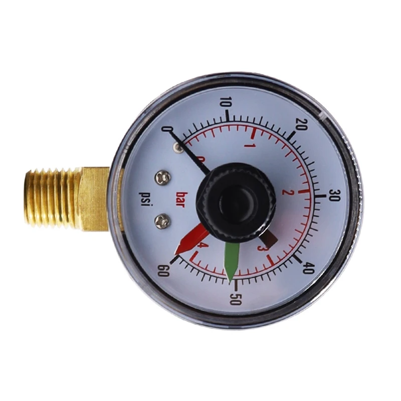 Pressure Gauge With Dial Replacement For Select Filters, 2Inch X 1/4Inch NPT Bottom, 0-60Psi/4Bar Durable Easy Install