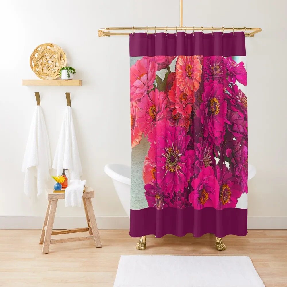 

Pink Zinnias Shower Curtain Bathroom Box Modern Showers For Bathroom Bathroom Showers Transparent Shower Curtain