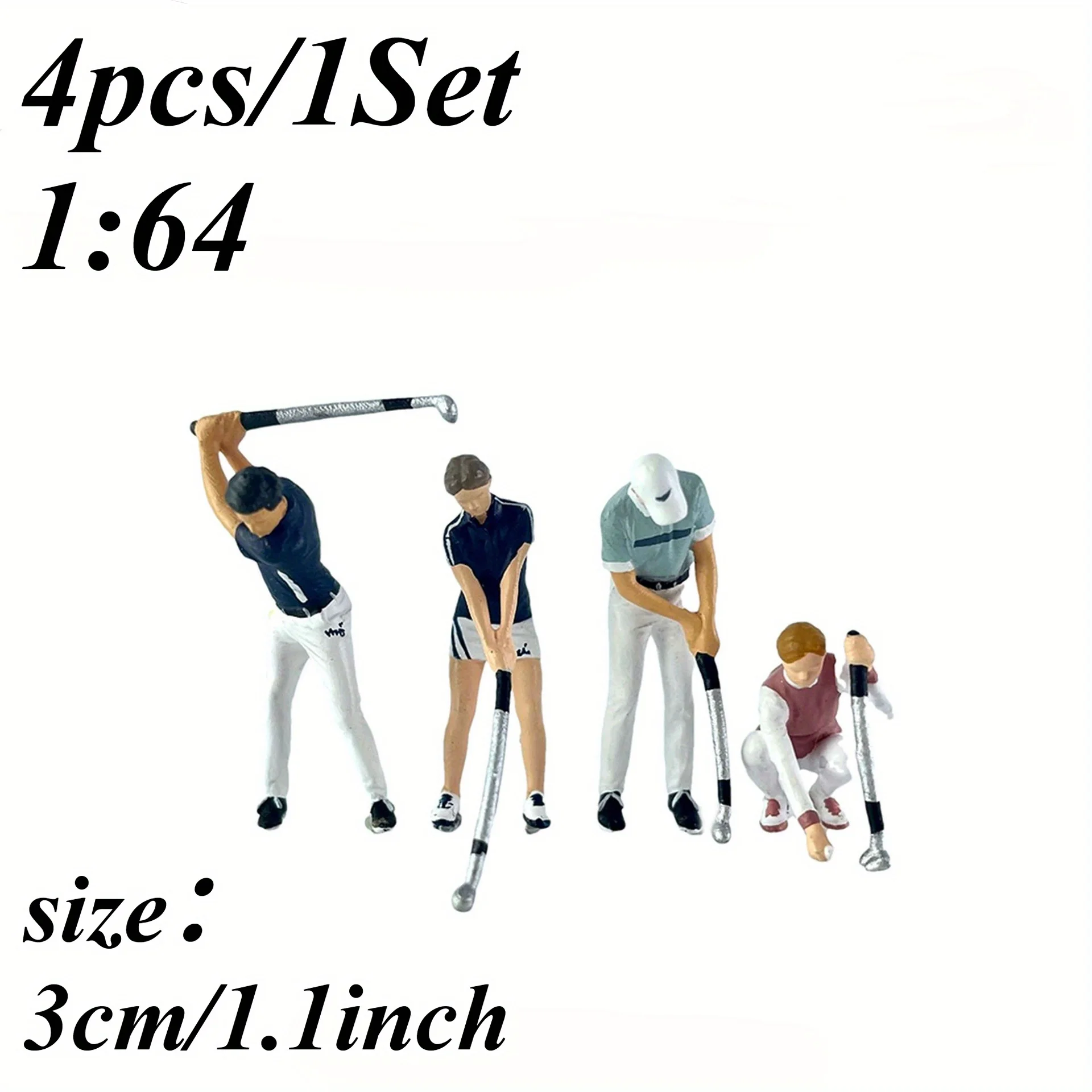 4pcs/1Set Golf Figures Miniatures Golf Figures Miniatures 1:64 Scale Resin Figurines for DIY Dioramas, Creative Scenes & Macro P