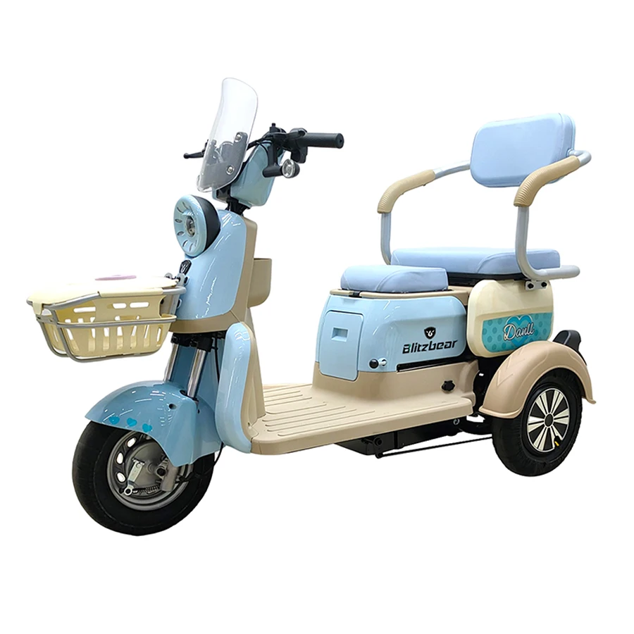 2024 Hot Sale 600w 48/60/72v 20ah 3 Wheel Electric Bicycle Adult Cargo Ebike Electric Tricycle With Basket