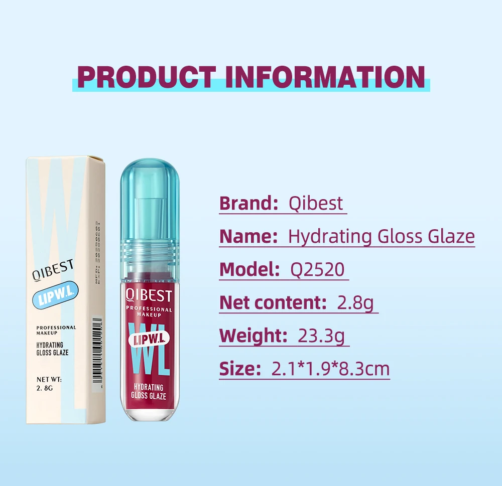 QIBEST Kristall-Lipgloss Spiegel-Wasser-Effekt Lip Glaze Langanhaltender Feuchtigkeitsspendender Lippenbalsam Aufpolsternder Gloss-Öl Hydratisierendes Make-up Lip Tint – Detail 11