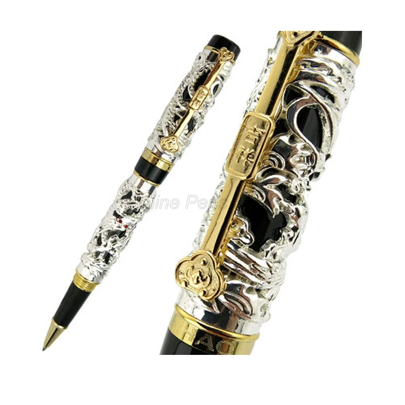 Jinhao Vintage Dragon Phoenix Roller Ball Pen Metal Carving Embossing Heavy Pen Golden & Silver For Writing Gift Pen JR002