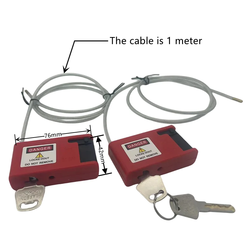 1PCS  Adjustable Cable Safety Padlock Plastic Coated Steel Shackle Lock Lockout Tagout