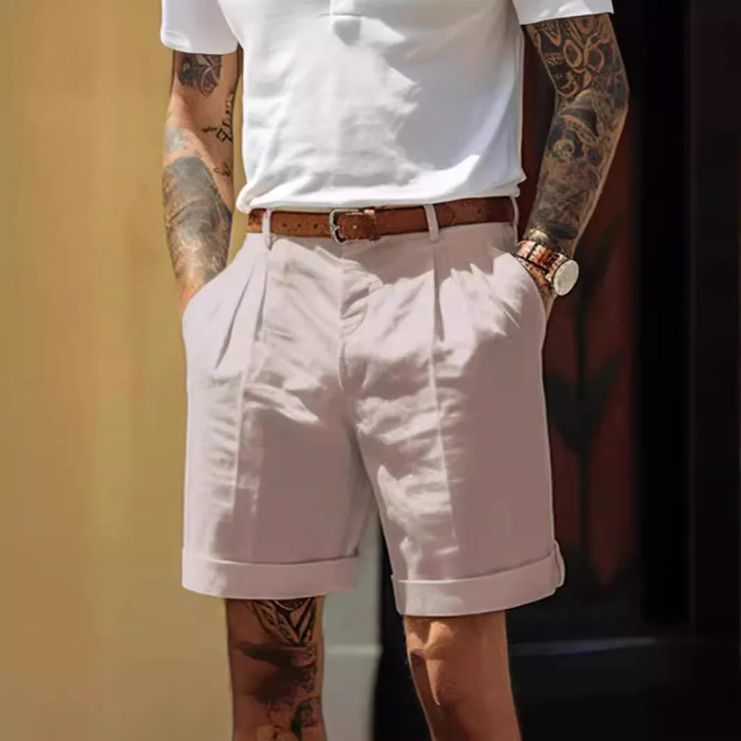 

Летние короткие бермуды Homme, мужская одежда, винтажные повседневные льняные хлопковые однотонные мужские дышащие пляжные шорты 202, брюки