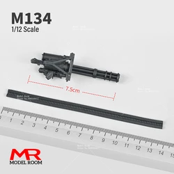 1/12 M134 Gatling Minigun plastikowy Model broni 7.5cm Model broni żołnierz pasujący rekwizyty sceniczne 6 ''męski żołnierz figurka ciała